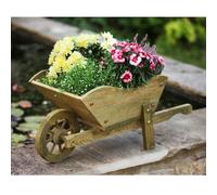 Smart Garden Wooden Wheelbarrow Flower Planter Tan Ornament 5020030