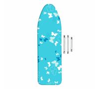 smart&gentle, Padded Ironing Board Cover for Steam Irons, Reflective Iron Board Cover with 3 Clips, Turquoise, up to 140x45cm
