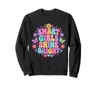 Smart Girls Shine Bright Retro Floral Butterfly Quote Sweatshirt