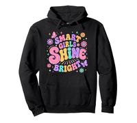 Smart Girls Shine Bright Retro Groovy Butterfly Daisy Fun Pullover Hoodie