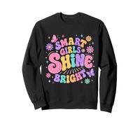 Smart Girls Shine Bright Retro Groovy Butterfly Daisy Fun Sweatshirt