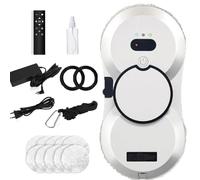 Smart Glass Cleaner Robot, Automatic Window Cleaner with Water Spray Function, 5600 Pa Powerful Suction, Deep Cleaning, Remote Control, Suitable for All Smooth Glass Surfaces
