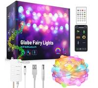 Smart Globe Fairy Lights, 32.8ft Waterproof LED String Lights for Indoor and Outdoor Decor, Voice and App Controlled with Music Sync for Christmas and Party, Compatible with Alexa and Google Home.