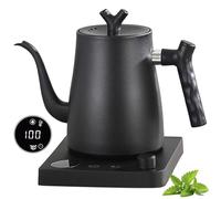 Smart Gooseneck Electric Kettle 1.0 Liter with Temperature Adjustment, 40-100°C Adjustable, 304 Stainless Steel, 36 Hour Thermal Preservation, Anti-Dry Burn Protection, 1000W Matte Black