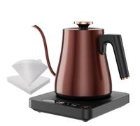 Smart Gooseneck Electric Kettle with Temperature Control and Keep Warm, 1000W Rapid Boil 1.0L Stainless Steel Copper Color, LED Display, Touch Control - Ideal for Pouring, Kitchen, and Traveling