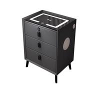 Smart Gray Bedside Table with USB & Wireless Charging Fingerprint Lock Bluetooth Speaker LED Light 3-Drawer Nightstand for Bedroom & Living Room Storage