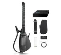 Smart Guitar with Silicone Strings, Travel Silent Guitar Built-in 24 Tones & Drum System, Music APP Play, Portable Electric Guitar for All Skill Levels
