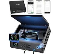 Smart Gun Safe, 4 Ways Biometric Pistol Rechargeable Safe with Fingerprint/Keypad/Key/APP Lock, APP Control, LCD Display, Emergency Power Supply Handgun Lock Box for Home Bedroom, Car