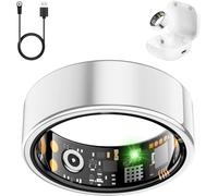 Smart Health Ring for Women Men, Fitness Tracker Ring with Heart Rate, Blood Oxygen, Sleep Tracker, Step Tracker, No Subscription Fee, IP68 Waterproof Smart Ring for iphone & Android (Silver, 14#)