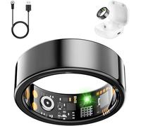 Smart Health Ring for Women Men, Fitness Tracker Ring with Heart Rate, Blood Oxygen, Sleep Tracker, Step Tracker, No Subscription Fee, IP68 Waterproof Smart Ring for iphone & Android (Black, 14#)