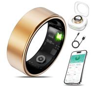 Smart Health Ring for Women Men Fitness Tracker with Heart Rate, Blood Oxygen, Blood Pressure, Sleep Monitoring, Step Counting, IP68 Waterproof for iPhone and Android, No Subscription Fee, Gold 8