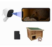 Smart Hedgehog House Camera - 1080p HD Wildlife Cam with Night Vision, 32GB Card & Wi-Fi App - USB Powered Nest Box Camera for UK Gardens