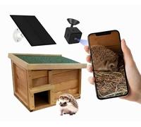 Smart Hedgehog House with HD Camera - Solar-Powered Wi-Fi Wildlife Box with Night Vision & Audio | Live Stream to Phone | Weatherproof Wooden Hedgehog Shelter | Eco Gift for Nature Lovers
