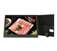 Smart home decoration: 12-inch multi-functional metal electronic photo album, video and music playback, real-time calendar, USB flash drive plug and play (Color : Black)
