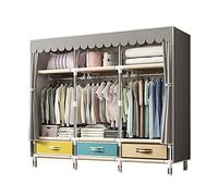 Smart Home,Fabric Canvas Cupboard Three Layers with Partition, Open Wardrobe Hanging Area, Storage Cubic Drawer - Storage Cupboard