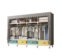 Smart Home,Fabric Canvas Cupboard Three Layers with Partition, Open Wardrobe Hanging Area, Storage Cubic Drawer - Storage Cupboard