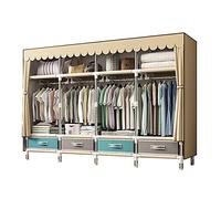 Smart Home,Fabric Canvas Cupboard Three Layers with Partition, Open Wardrobe Hanging Area, Storage Cubic Drawer - Storage Cupboard