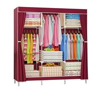 Smart Home,Fabric Wardrobe Foldable Clothes Closet Storage Organizer With Hanging Rail - for Bedroom, Wardrobe Canvas Shelves