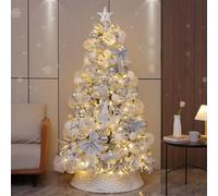 Smart Home Gadgets,Pre-Lit Christmas Tree,Snow Flocked Christmas Tree,Artificial Holiday Decorative Tree with Base/Wrap-around LED Light Strip,for Home, Pa