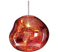 Smart Home， Glass Lava Chandelier Modern Design - Irregular Silver/Gold/Red Copper Pendant Lights Set for Living Room, Stunning Mirrored Fin