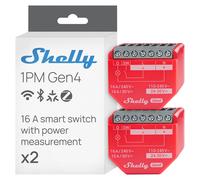 Shelly 1PM Gen4 - Wi-Fi Smart Relay Switch, 1 Channel, 16A, Real-Time Power Metering, Home Automation, Remote Control, No Hub Required, Matter, Alexa, Google Home, Apple HomeKit, Zigbee (2 Pack)