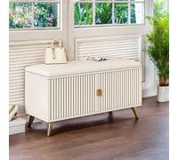 Smart Home, Shoe Storage Bench with Seat Cushion,Entryway Storage Bench with 2 Doors & Adjustable Shelves,Hidden Shoes Organizer for for Entryway