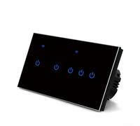 Smart Home Touch Switch, Wall Mount Smart Light Switches WiFi Dimmer Switch with Tempered Glass Panel For Tuya App Remote Voice Control 2-8 Gang(5 Gang-Black)