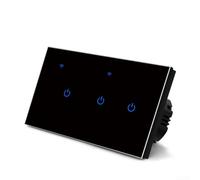 Smart Home WiFi Touch Switch, 220V 10A Touch Dimmer Switches, For Tuya, For Home, For Smart Life, For Alexa Voice App Remote Voice Control(3 Gang-Black)
