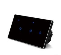 Smart Home WiFi Touch Switch, 220V 10A Touch Dimmer Switches, For Tuya, For Home, For Smart Life, For Alexa Voice App Remote Voice Control(4 Gang-Black)