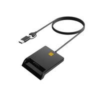 Smart ID Card Reader, 2-in-1 USB-C & USB-A Chip Card Readers for CAC and SIM Cards, Adapters for Credit and Bank Cards, Compatible with Windows Linux Mac OS Android, Plug and Play, Black