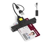 Smart ID Card Reader, 2-in-1 USB-C & USB-A Contact Chip Card Readers for Government PIV and National ID, CAC Military Common Access Card, SIM and Bank Cards, for Windows Mac OS, Plug and Play, Black