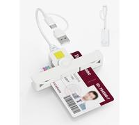 Smart ID Card Reader, 2-in-1 USB-C & USB-A Contact Chip Card Readers for Government PIV and National ID, CAC Military Common Access Card, SIM and Bank Cards, for Windows Mac OS, Plug and Play, White