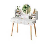 Smart, illuminated dressing table with touch function and mirror, simple bedside table, integrated chests of drawers, storage cabinet with drawers and shelves for the bedroom