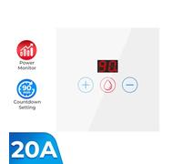 Smart Immersion Heater Timer Switch 20A, WiFi Touch Control for Water Heater with App & Voice Control, Power Monitoring up to 4400W, Compatible with Smart Life APP, 2.4GHz, White