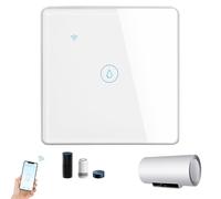 Smart Immersion Heater Timer Switch, 40A 8000W WiFi Smart Water Heater Switch, 2.4Ghz WiFi Touch Switch with Timer & LED Indicator Light, Compatible with Alexa, Smart Life, Google Assistant (White)