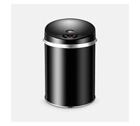 Smart Induction Trash Can 6L - Automatic Drum-Shaped Stainless Steel Bin with Lid for Home Kitchen Bathroom - Black Wastebasket Touchless Operation