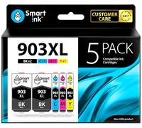 Smart Ink Compatible Ink Cartridge Replacement for HP 903 903XL High Yield 5 Multipack (2 Black XL & C/M/Y) with Advanced Chip Technology to use with Officejet 6950 Officejet Pro 6960 6970 All-in-one