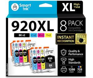 Smart Ink Compatible Ink Cartridge Replacement for HP 920 XL 920XL (2BK & 2C/M/Y 8 Pack Combo) compatible with HP Officejet 6000 6500 6500A 7000 7500A