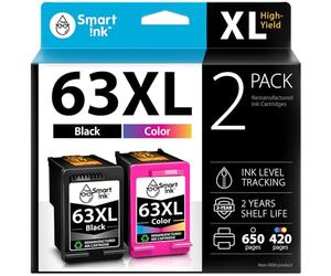 Smart Ink Re-manufactured Ink Cartridge Replacement for HP 63XL 63 XL (Black & Color 2 Combo Pack) use with Deskjet 1110 1112 2130 3630 3632 Envy 4510 4516 4520 4522 4525 Officejet 3830 4650 4655 5220