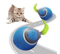 Smart Interactive Cat Toy, 2025 New Automatic Moving Cat Toy Ball with Fluffy Tail, USB Rechargeable Smart Pet Toys, Three Speed Adjustment Fun Tracker Ball for Indoor Cats (Blue)