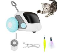 Smart Interactive Cat Toy, Remote Control Cat Toys, Feather Exercise Toys, Automatic Movement, Engaging Game for Cats and Kittens, 3.31x2.91x2.68 inches, (Blue/Orange)