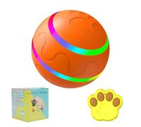 Smart Interactive Dog Toys Balls with Remote Control,Self Moving Dog Ball,Smart Ball for Dogs,Rotating Bouncing Dog Ball for Medium-Large Breeds,with LED Light,Rechargeable,IP54 Water-Proof(Orange)