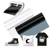 Smart Iron On for Cri Cut Joy Xtra, 24 x 200 cm Plotter Film Textile Flex Film Plotter Textile Self-Adhesive Permanent Plotter Film Vinyl for DIY T-Shirt, Fabrics, Clothing, Ironing Film (White +