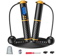 Smart Jump Rope, Fitness Skipping Rope with Weight/Lap/Time/Calorie Record, Adjustable Digital Counting Jump Ropes for Home Gym, Cordless Jumping Rope for Men Women Kids Fitness Exercise Training