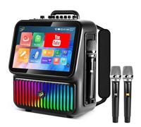 Smart Karaoke Machine for Adults, Built-in Screen with Lyrics Display, With 2 Micphones, DJ Lights, Karaoke System Professional PA System