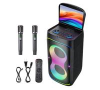 Smart Karaoke Machine with 10.1 Inch Screen, Build-in Karaoke APP, 300W Powerful Speaker, with 2 Wireless Microphones