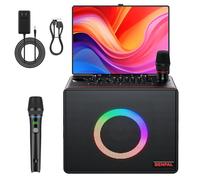 Smart Karaoke Machine with Lyrics Display, Built-in 14.0" Touch Screen, with Bluetooth Party Speaker and Two Wireless Mics, Portable PA System for Home Outdoor Party