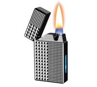 Smart Kerosene Lighter, Featuring Four Ignition Methods, a Transparent Fuel Tank, and a zinc Alloy Engraved Body.(Black)