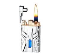 Smart Kerosene Lighter with Four Ignition Methods, LED Visible Gas Chamber, Windproof Design, for Men, Durable Metal Construction