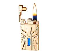 Smart Kerosene Lighter with Four Ignition Methods, LED Visible Gas Chamber, Windproof Design, for Men, Durable Metal Construction